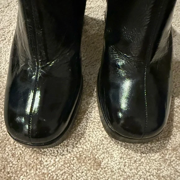 JONAK Black Patented Leather Heeled Boots - Picture 2 of 7